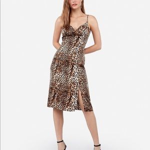 Express, Silky leopard print dress with slit on the side